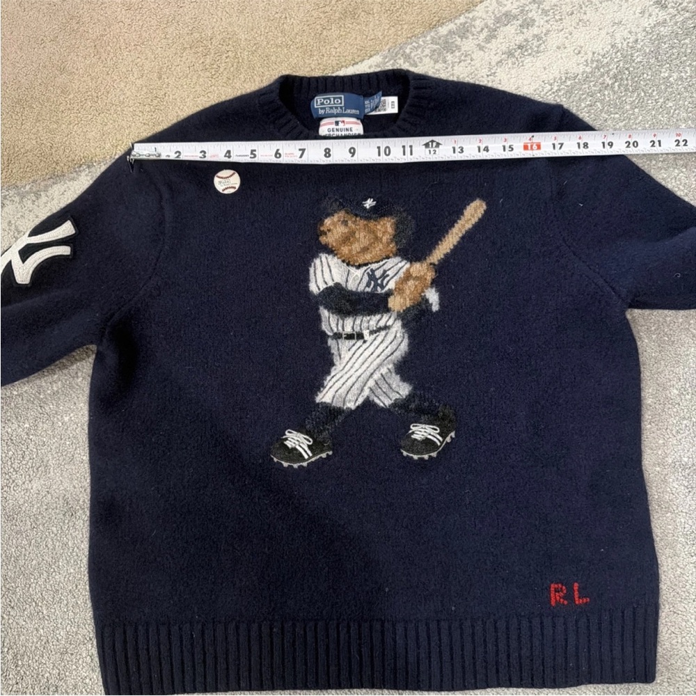 Polo by Ralph Lauren Navy Polo Bear Baseball Sweater - Picture 11 of 16